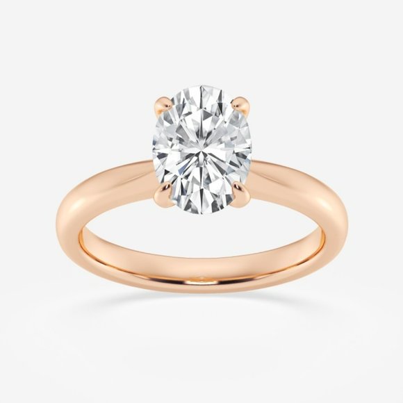 2 CTW Oval Lab Grown Diamond Petite Solitaire Engagement Ring - Picture 5 of 7